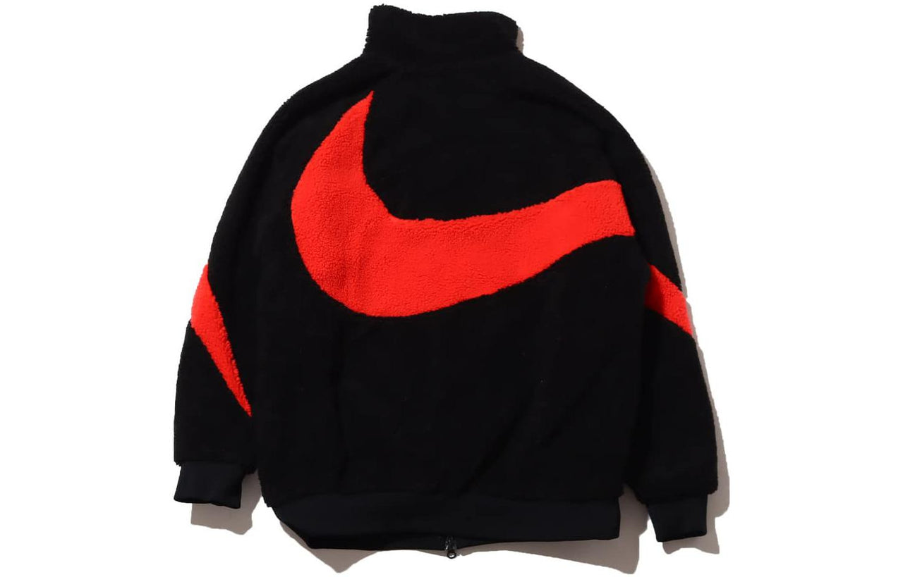Nike Big Swoosh Reversible Boa Jacket (Asia Sizing) 'Black Chili Red' BQ6546-008