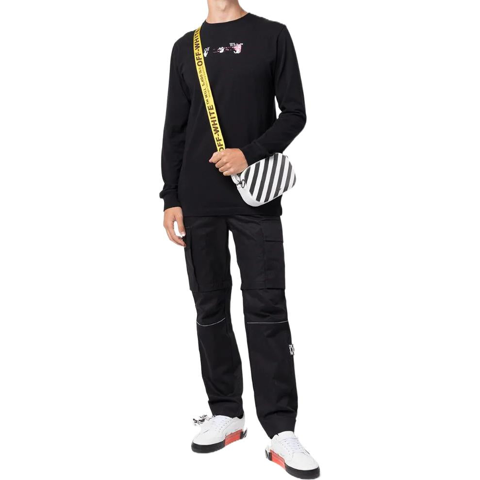 Men's Off-White SS22 Arrow Pattern Printing Long Sleeves Black T-Shirt OMAB001F21JER00510321032
