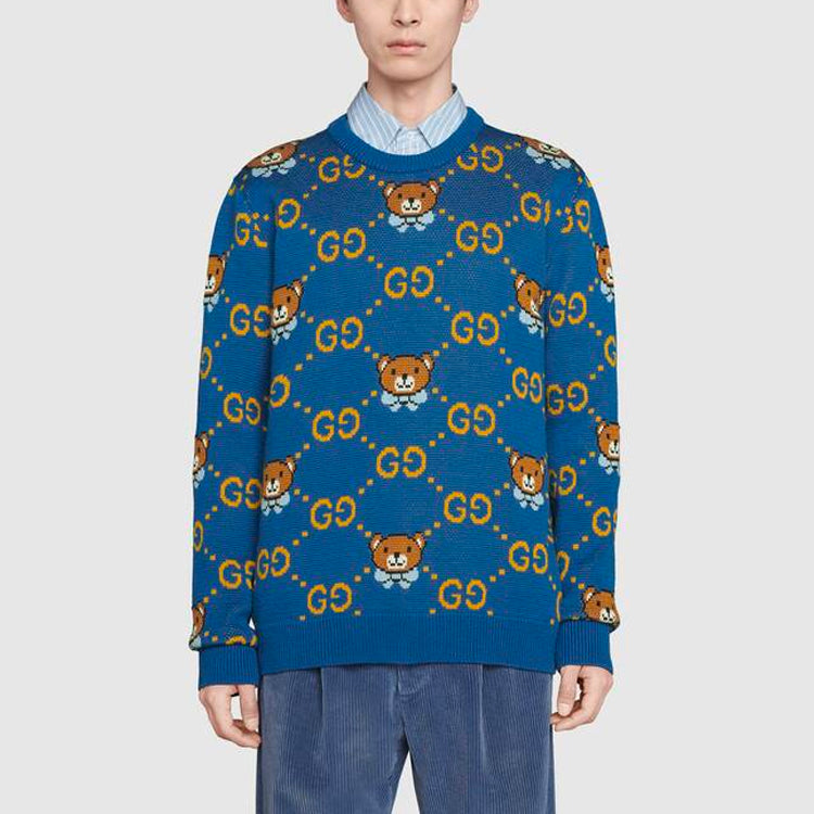 Kai x Gucci Crossover SS21 Full Print Bear Blue Logo Unisex Blue 660621-XKBW8-4795