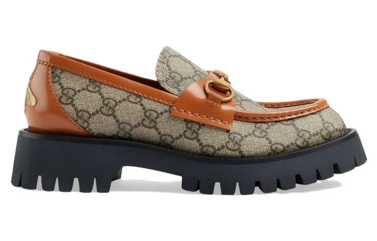 (WMNS) Gucci GG Canvas Platform Loafers Horsebit 'Brown Leather' 723283-FAA0Q-9790