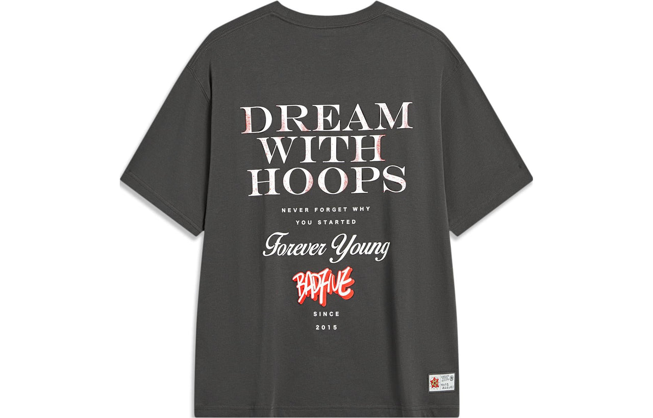 Li-Ning BadFive Dream With Hoops Graphic T-shirt 'Washed Black' AHST915-3