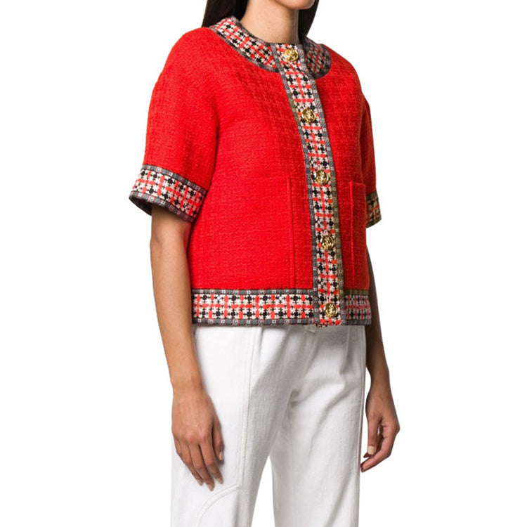 (WMNS) Gucci Square G-Trim Tweed Cardigan For Red 609016-ZADDL-6075
