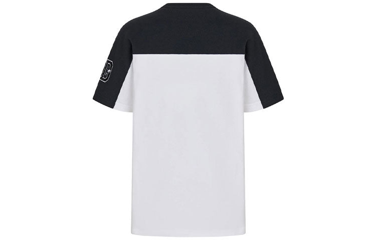 Men's DIOR Logo Colorblock Round Neck Short Sleeve White T-Shirt 193J646A0554-580