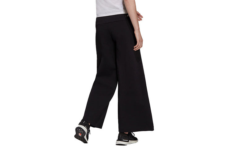(WMNS) adidas Mid Waist Lacing Sports Pants/Trousers/Joggers Black H57354