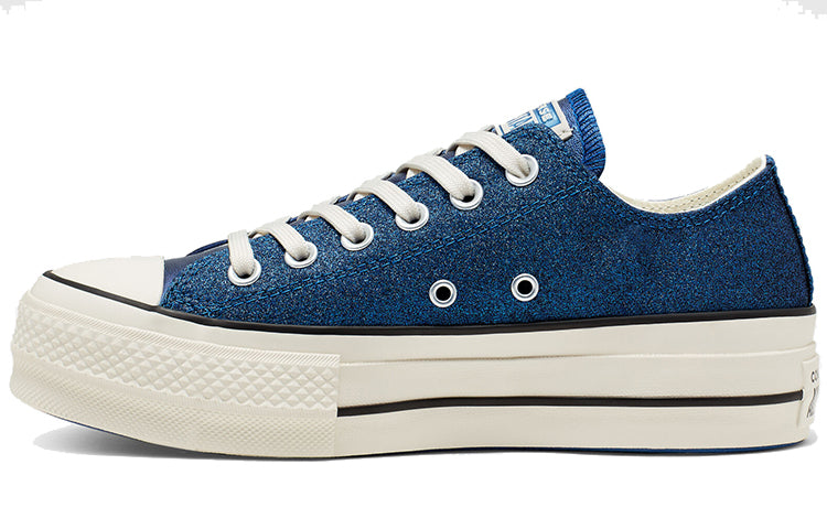 (WMNS) Converse Glitter Platform Chuck Taylor All Star Low Top Leather Blue White 565825C