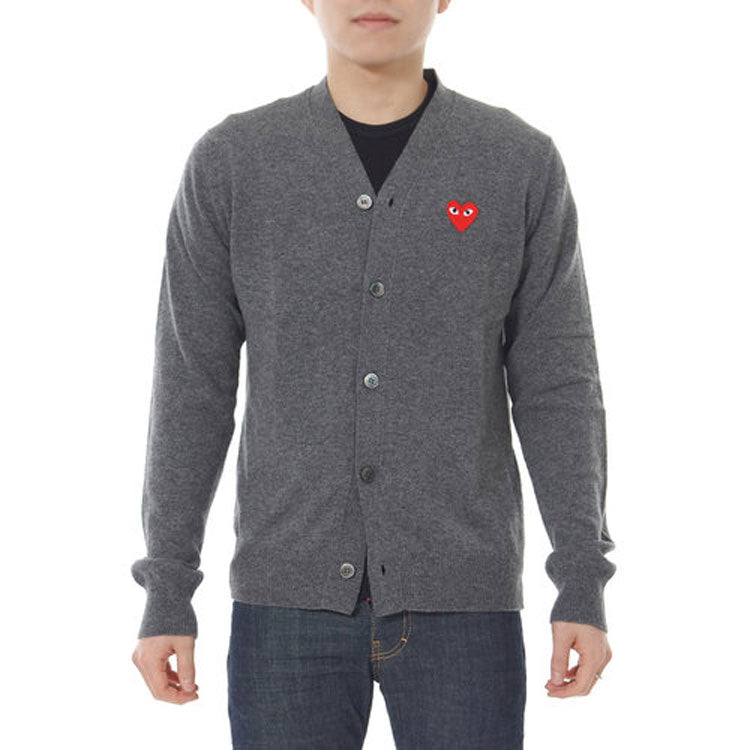 COMME des GARCONS PLAY Cardigan Red Emblem 'Grey' AZ-N008-051-3