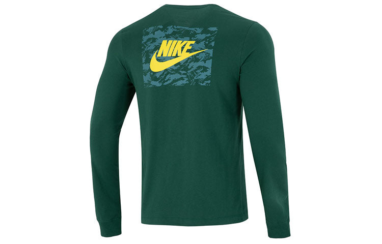 Men's Nike Minimalistic Alphabet Logo Athleisure Casual Sports Round Neck Long Sleeves Green T-Shirt DR7822-341