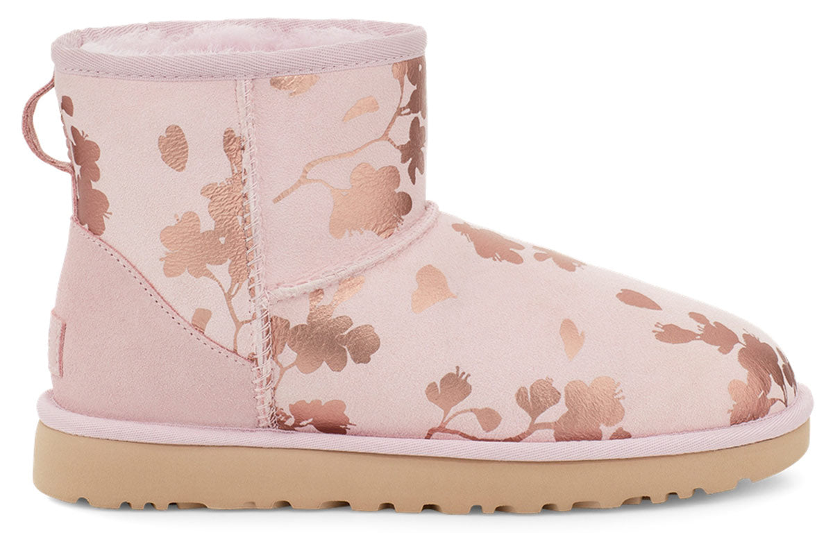 (WMNS) UGG Classic Mini Floral Foil Pink Red Fleece Lined 1118163-SLPN