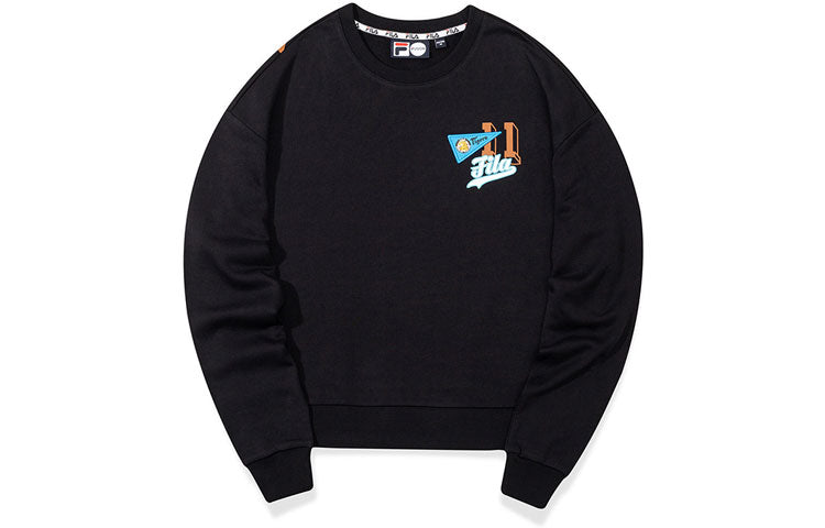 (WMNS) Fila Back Logo Printing Sports Round Neck Hoodie Black T11W035204F-BK