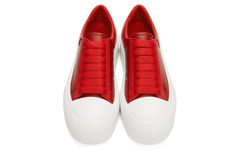 Alexander McQueen Deck Lace-Up Plimsoll Sneakers 'Red White' 667817WIB646123