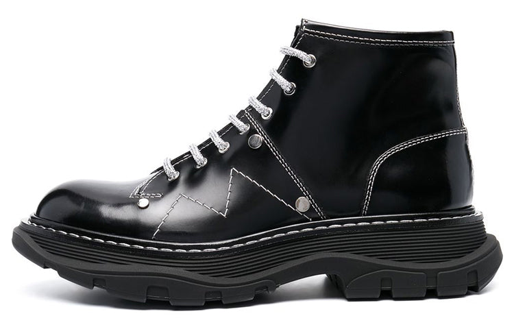 (WMNS) Alexander McQueen Tread Lace-up Boots 'Black White' 718366WIC6D1081