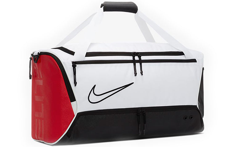 حقيبة دافل Nike Elite Basketball باللونين الأبيض والأسود والأحمر الجامعي BA6163-100