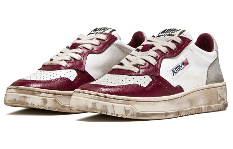 (WMNS) Autry Medalist Low Super Vintage Sneakers 'White Grey Burgundy' AVLW-SV13