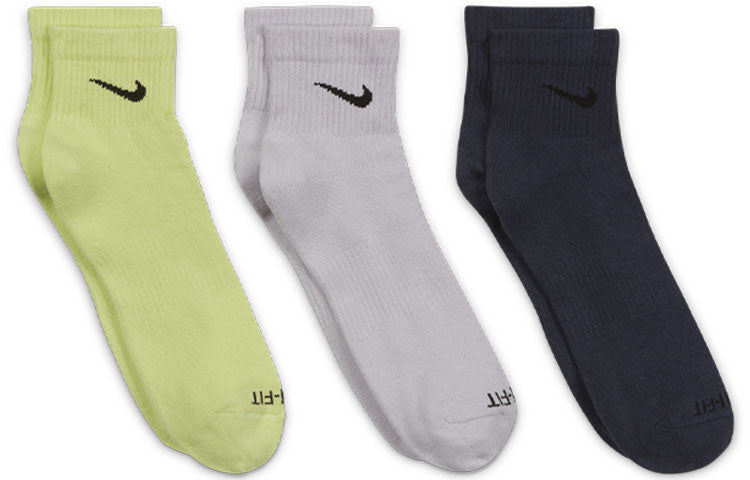 Nike Plus Lightweight Ankle Socks Unisex 3Pairs Yellow/Gray/Navy SX6893-913