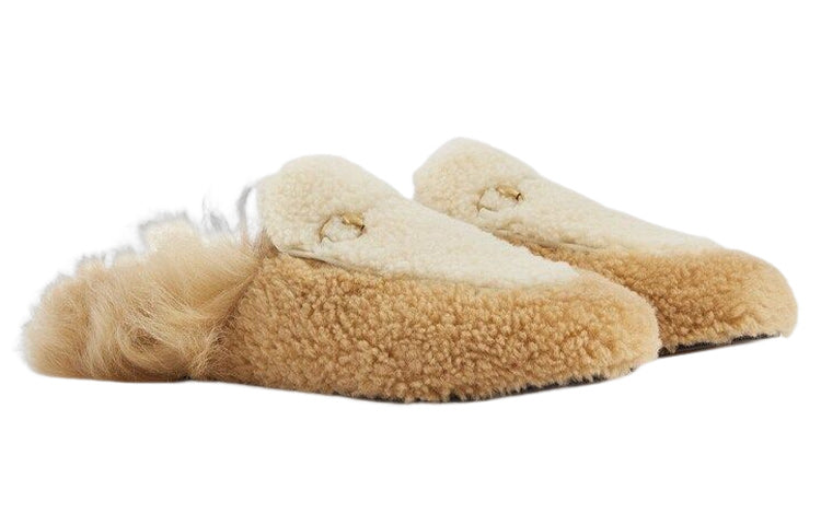 (WMNS) Gucci Horsebit Shearling Slippers 'Beige' 722964-FAAY3-2641