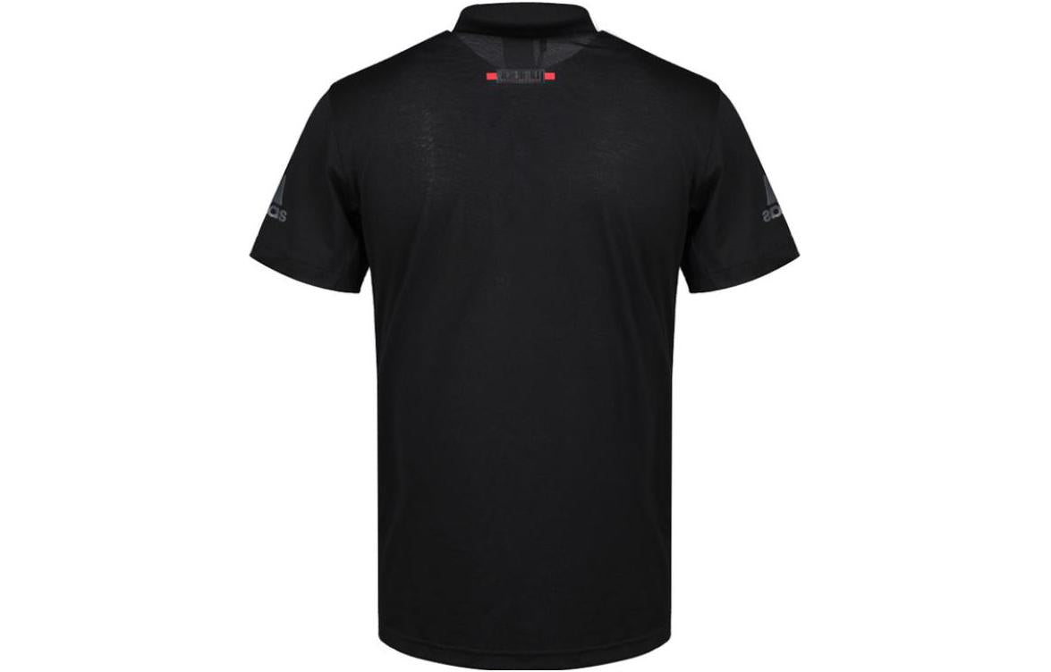 adidas Solid Color Athleisure Casual Sports Short Sleeve Polo Shirt Black CY3330