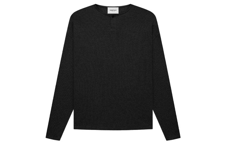 Fear of God Essentials FW21 Thermal Henley L/S Black FOG-FW21-039