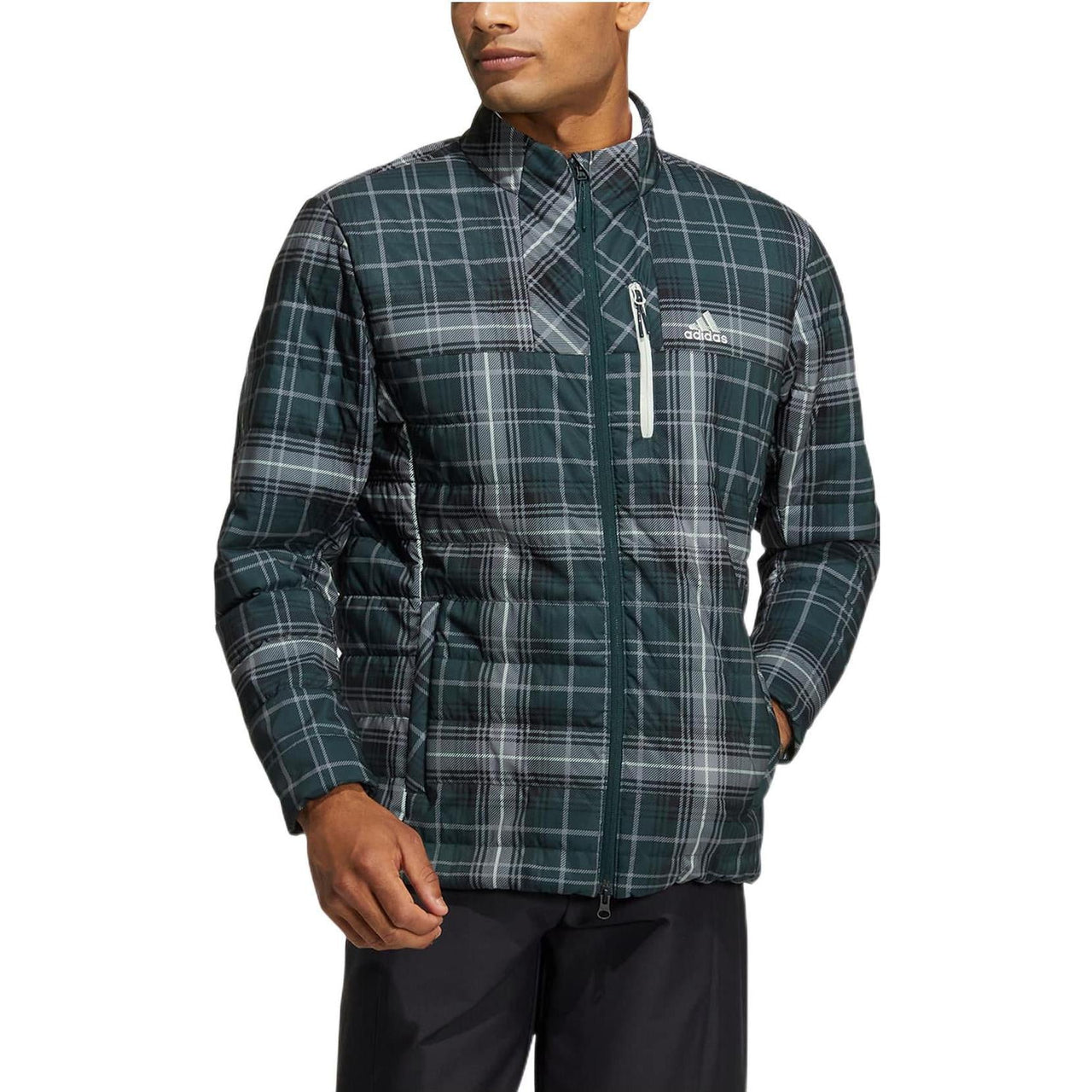 adidas Tartan Check Padded Jacket 'Green Teal' HG8218
