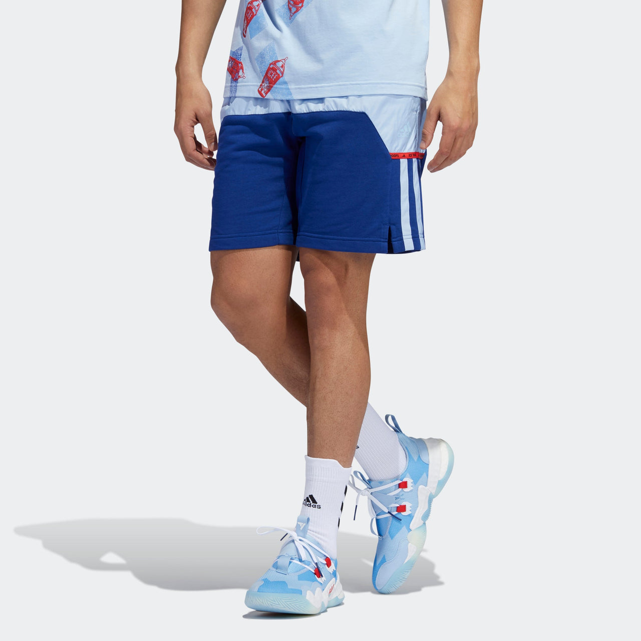 adidas Trae Short Colorblock Basketball Sports Shorts Blue H56327