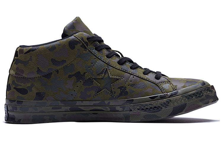 Converse One Star Retro Mid Tops Skateboarding Shoes Unisex Camouflage Green 159746C