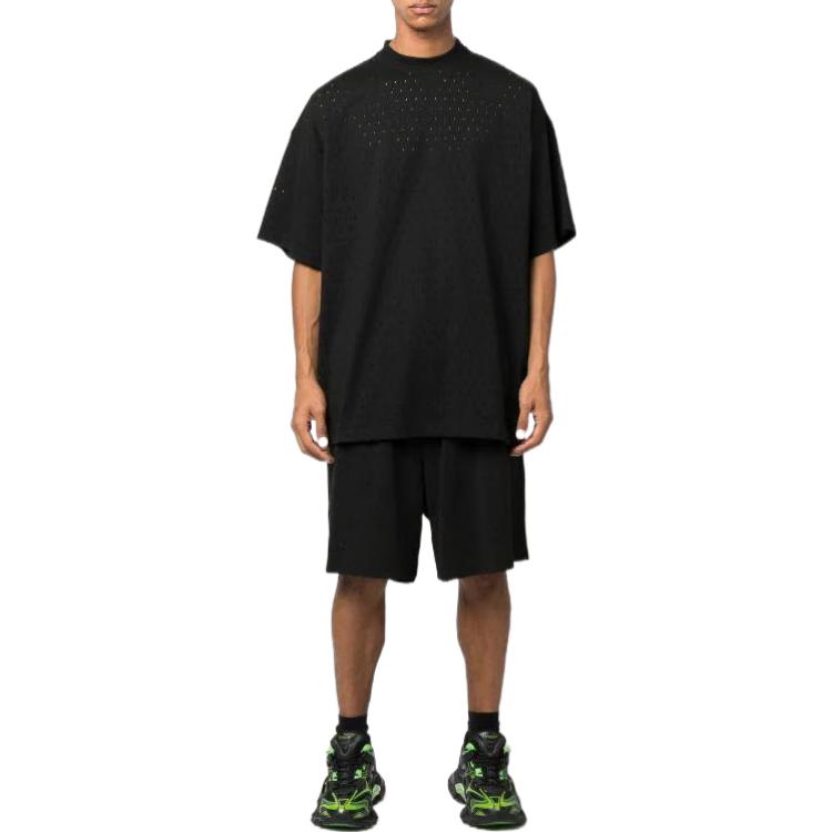 Balenciaga Perforated Elastic Waistband Shorts 'Black' 674591TMVD41000