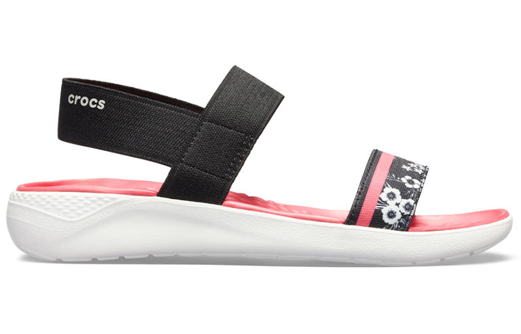 (WMNS) Crocs LiteRide Pattern Outdoor Open Toe Black Red Sandals 'Black Red' 205868-066