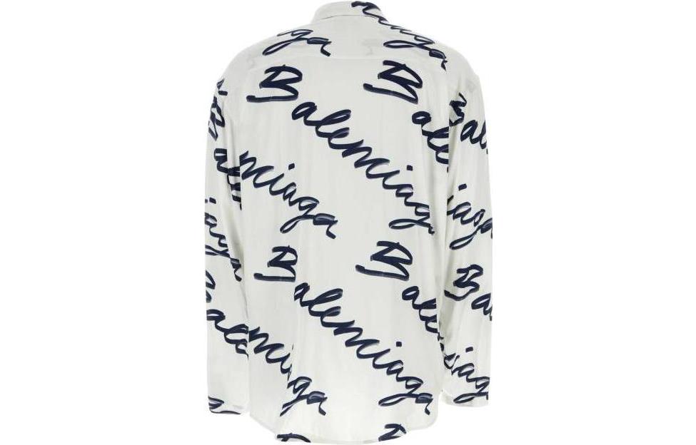 Balenciaga Scribble Logo Short Sleeve Minimal Shirt 'White Navy' 681812TOLE99167