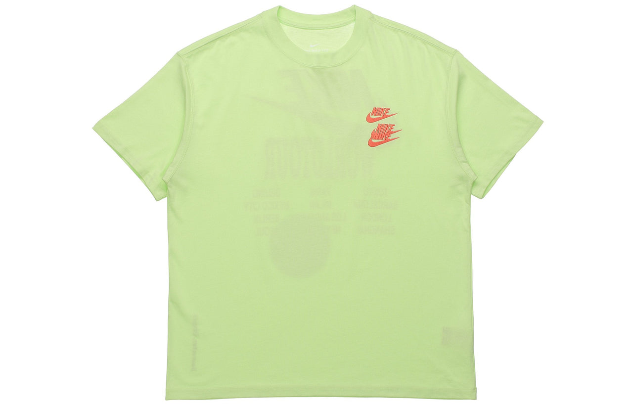 Nike Back Printing Embroidered Logo Sports Round Neck Short Sleeve Green DA0990-383