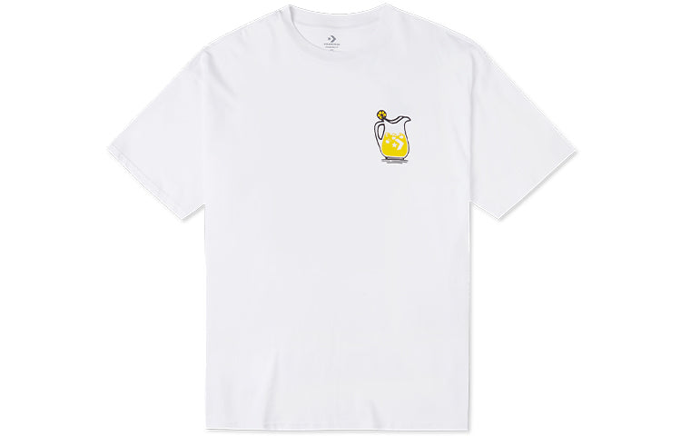 Men's Converse Cartoon Printing Loose Sports Round Neck Short Sleeve White 10022047-A02