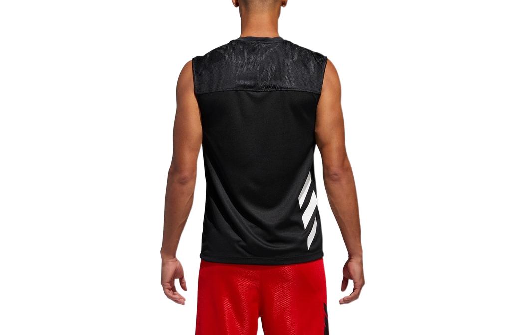 adidas Dm Sl St Jersey Geometry Pattern Solid Color Casual Breathable Round Neck Vest Black DN8365