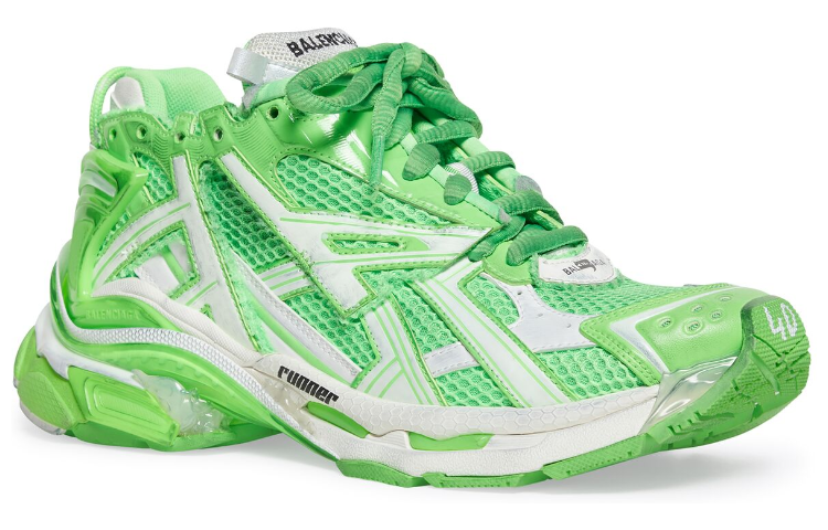 Balenciaga Runner Sneakers 'White Fluo Green Mesh and Nylon' 677403W3RBM3590