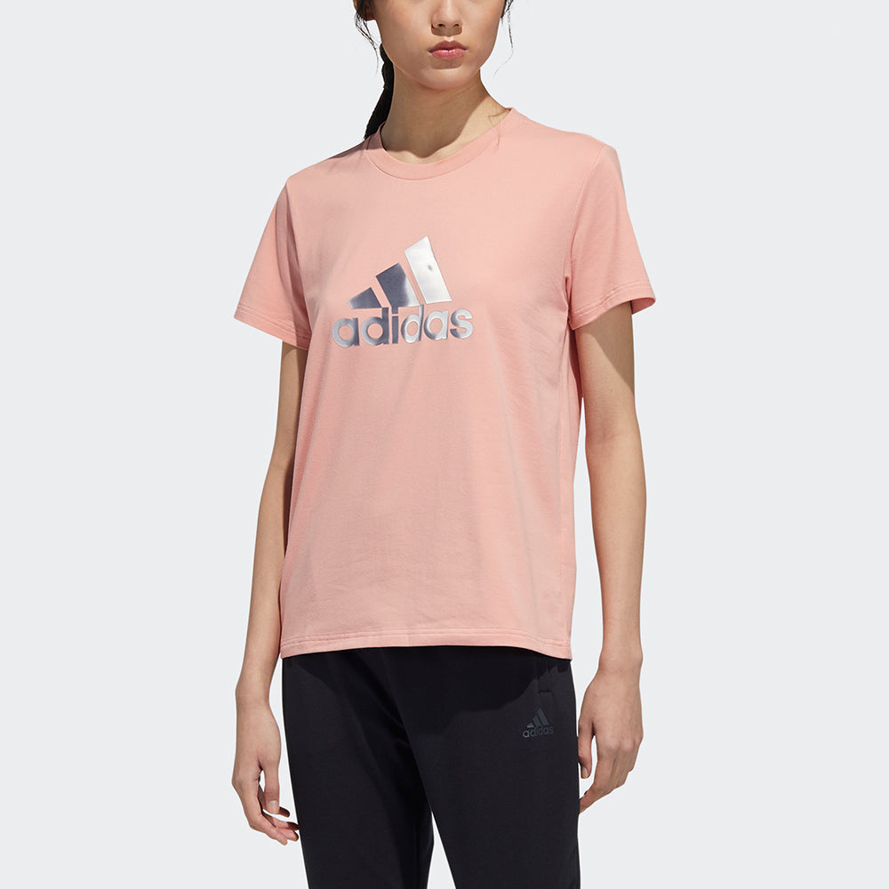 (WMNS) adidas Fi Foil Tee Printing Round Neck Sports Short Sleeve Pink T-Shirt GP0700