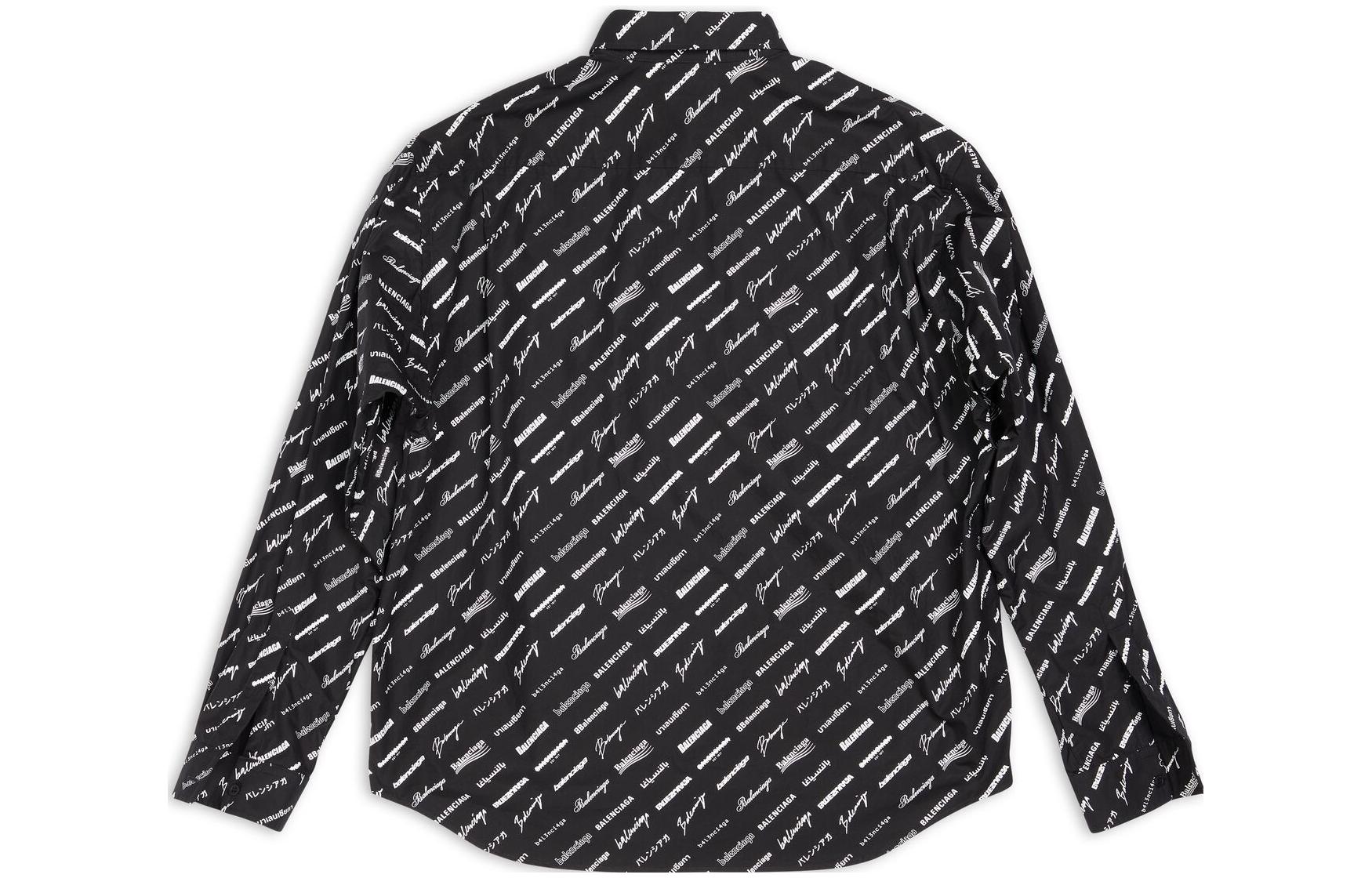 Balenciaga Logomania All Over Long Sleeve Shirt 'Black' 662983TNLL11070
