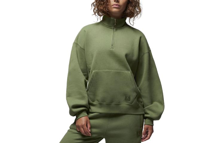 (WMNS) Air Jordan Flight Fleece Quarter-Zip Top 'Olive Green' FD7221-340