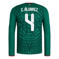 adidas Mexico 26 Home Julian Alvarez Authentic Long Sleeve Jersey Asia Sizing 'Bold Green' KW7736