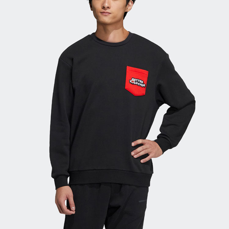 adidas neo x SESAME STREET Crossover Contrasting Colors Pocket Sports Round Neck Pullover Black HD7290