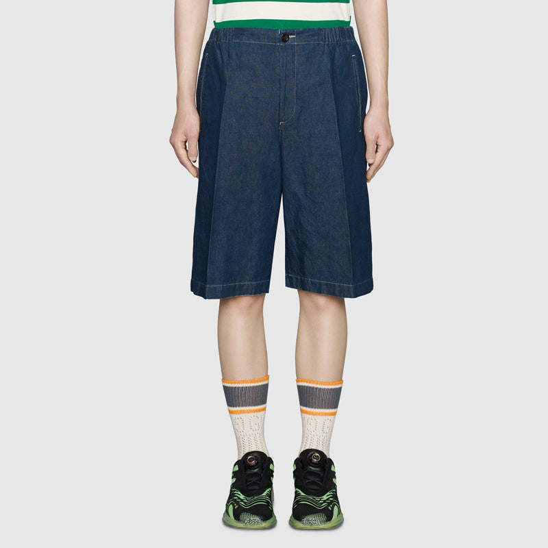 Gucci Stone Mill Washed Denim Bermuda Shorts For Men Navy 626424-XDA8V-4759