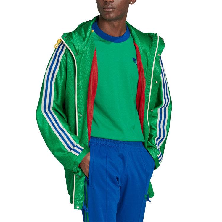 adidas originals Windbreaker Logo Printing Hooded Drawstring Sports Jacket 'Green' IB3440