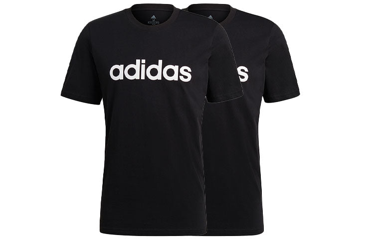 adidas M Lin Sj T Training Sports Printing Logo Round Neck Short Sleeve Black GL0057