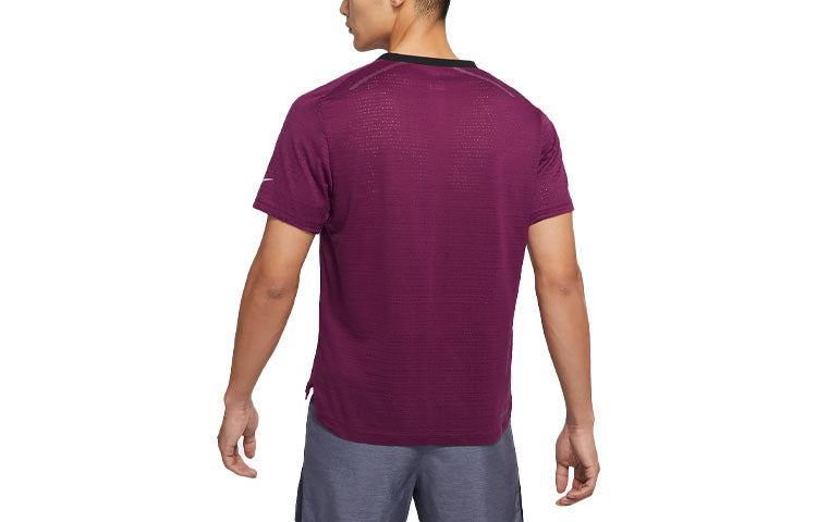 Men's Nike Casual Breathable Running Training Short Sleeve Wine Red T-Shirt DM4644-610
