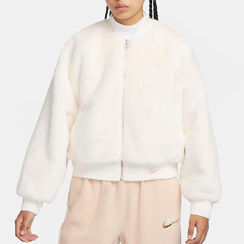 (WMNS) Nike sportswea Reversible Faux Fur Bomber Jacket 'Sail Sand' FB8693-133