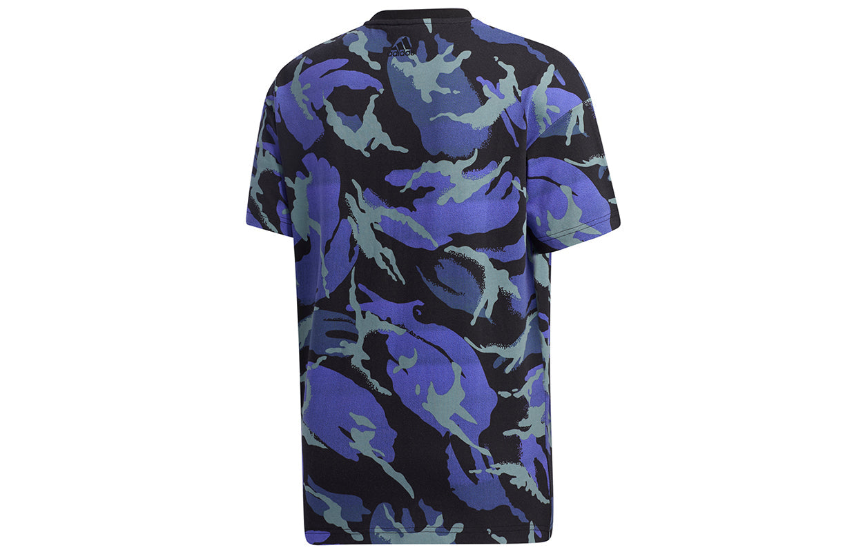 adidas Ub Gfx T Aop Sports Camouflage Printing Short Sleeve Blue GP0882