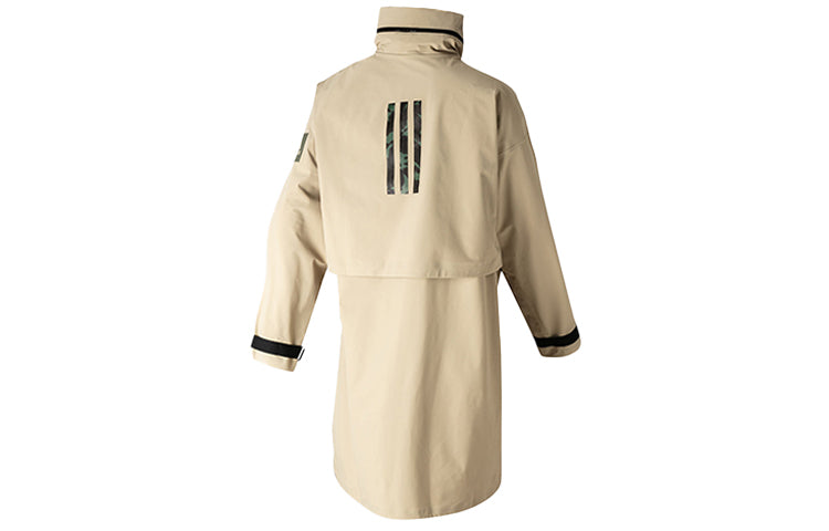adidas Windproof waterproof Outdoor mid-length hooded Windbreaker Jacket Brown FT8909
