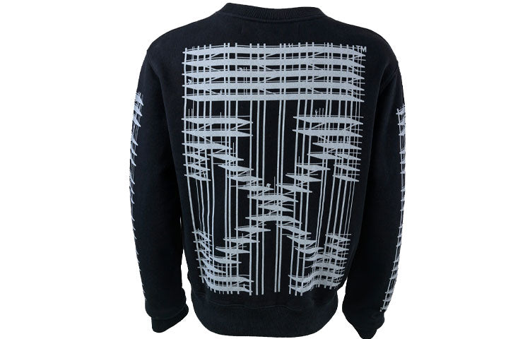 Men's Off-White Loose Casual Round Neck Pullover Printing Black OWBA25E19E30004IW