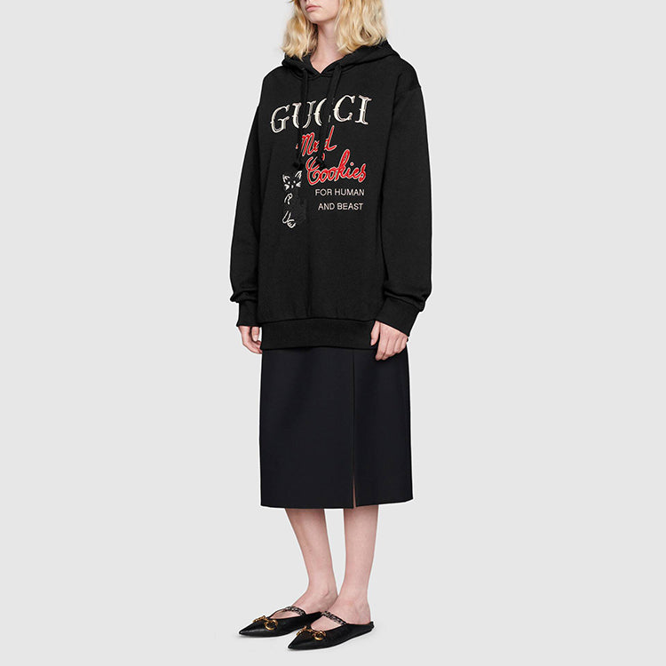 (WMNS) Gucci Mad Cookies Embroidered Hoodie 'Black' 615061-XJC0C-1082