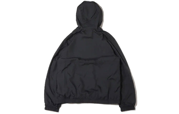 Men's Jordan Logo Printing Loose Hooded Half Zipper Jacket Black DJ0247-010