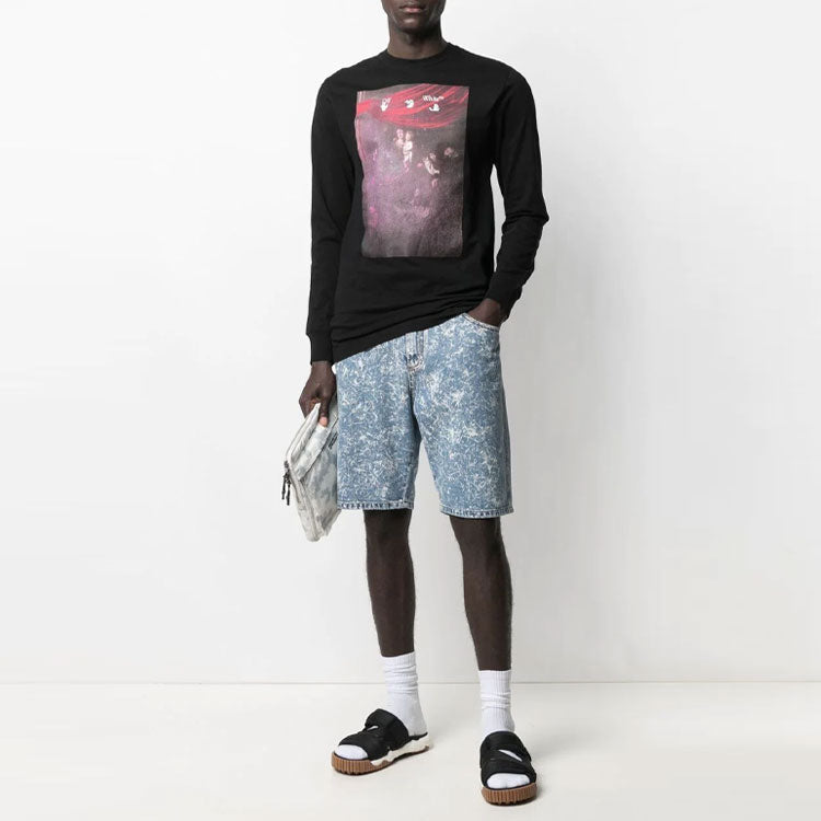 Off-White SS21 Printing Logo Sports Long Sleeves Black OMAB001S21JER0091001