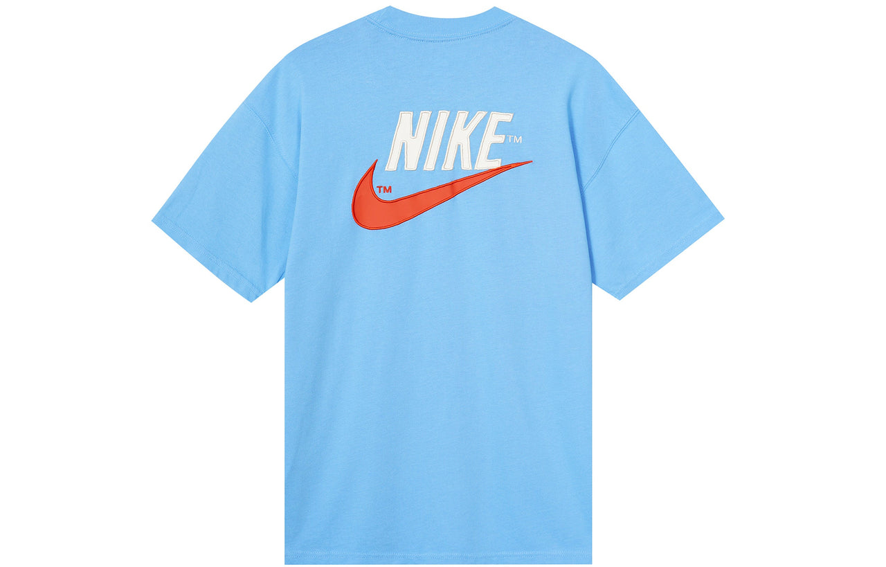 Men's Nike Sportswear Casual Sports Breathable Back Large Logo Round Neck Short Sleeve University Blue T-Shirt DM6426-412