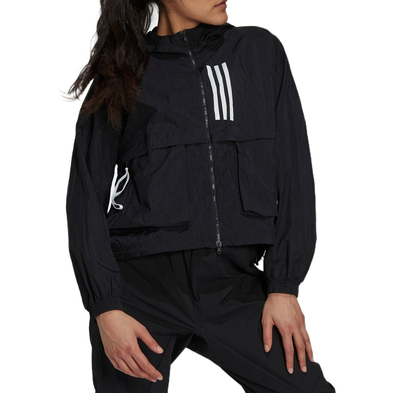 (WMNS) adidas Sportswear W.N.D. Windbreaker 'Black White' GT9754