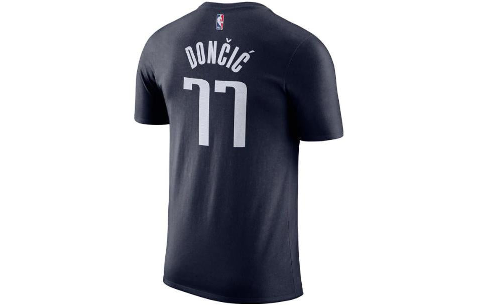 Men's Nike Alphabet Numeric Printing Basketball Sports Short Sleeve Mavericks Doncic No. 77 Dark Blue T-Shirt BQ1524-431